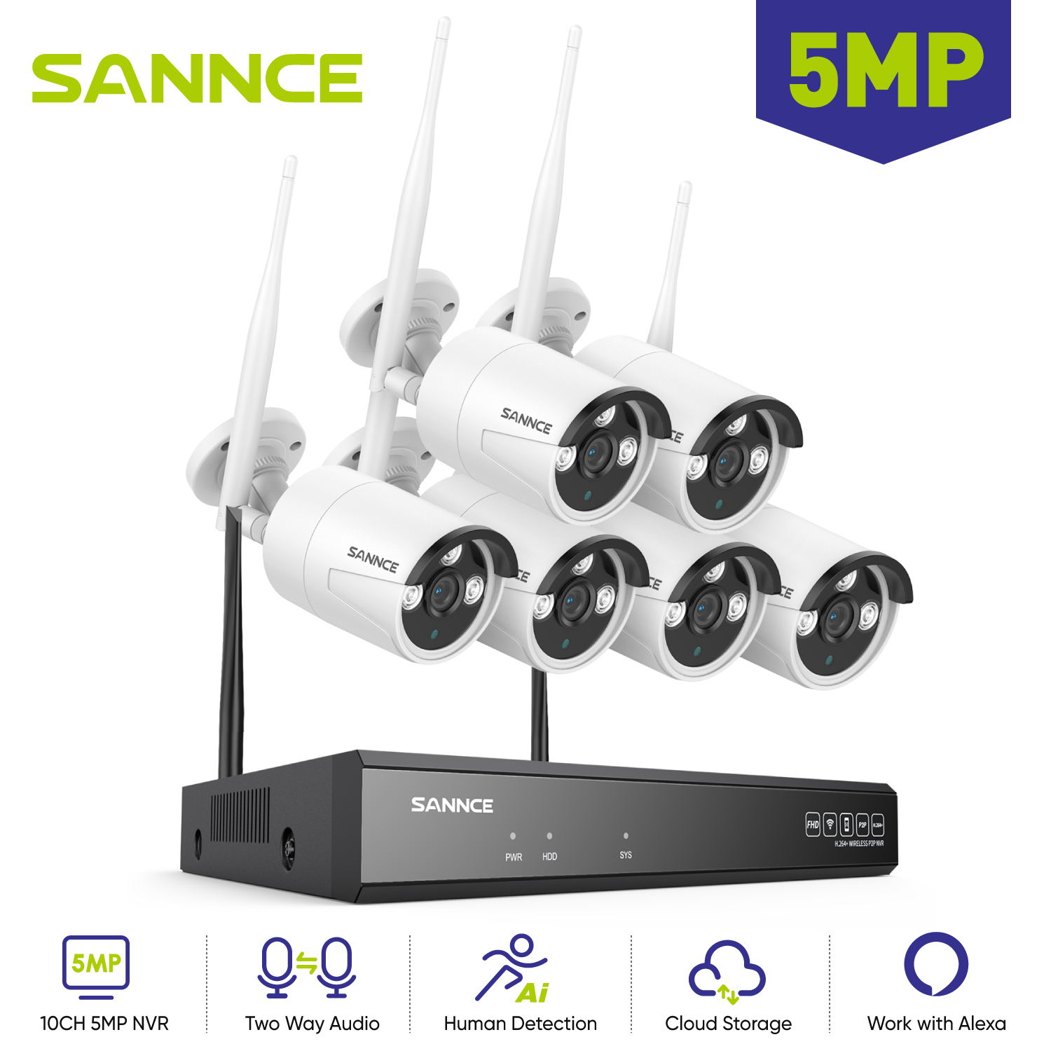 Home Security Wifi Camera - SANNCE-Caméra de surveillance extérieure IP WiFi