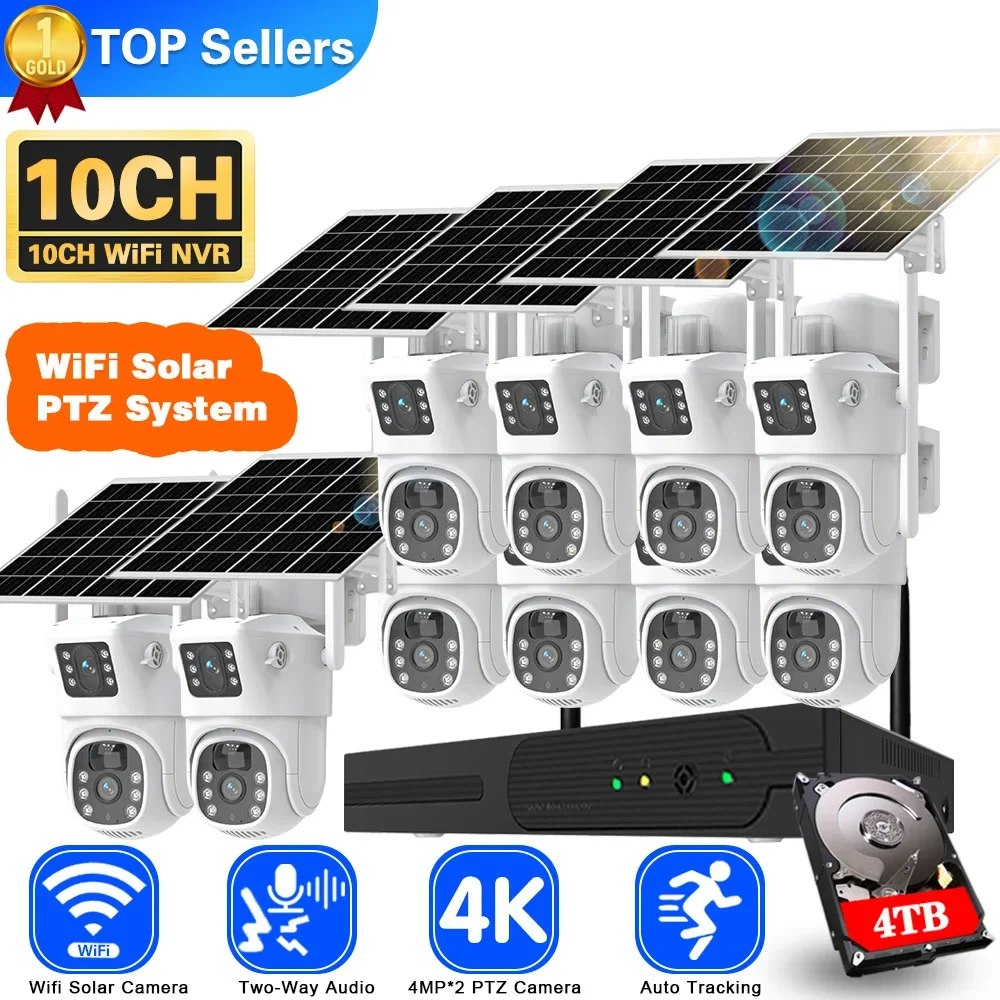 Home Security Wifi Camera - Système de caméra de vidéosurveillance solaire,
