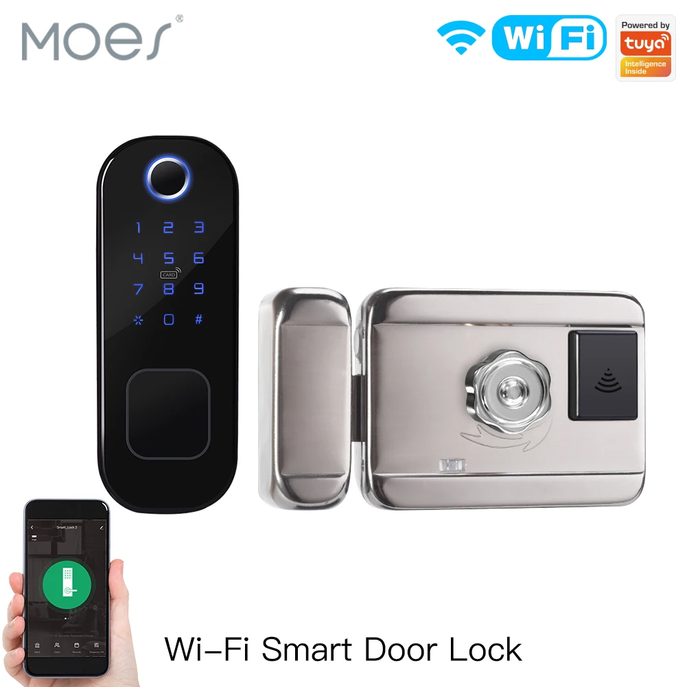 Home Security Door Lock - MOES-Serrure Intelligente Tuya à Empreintes Digitales,