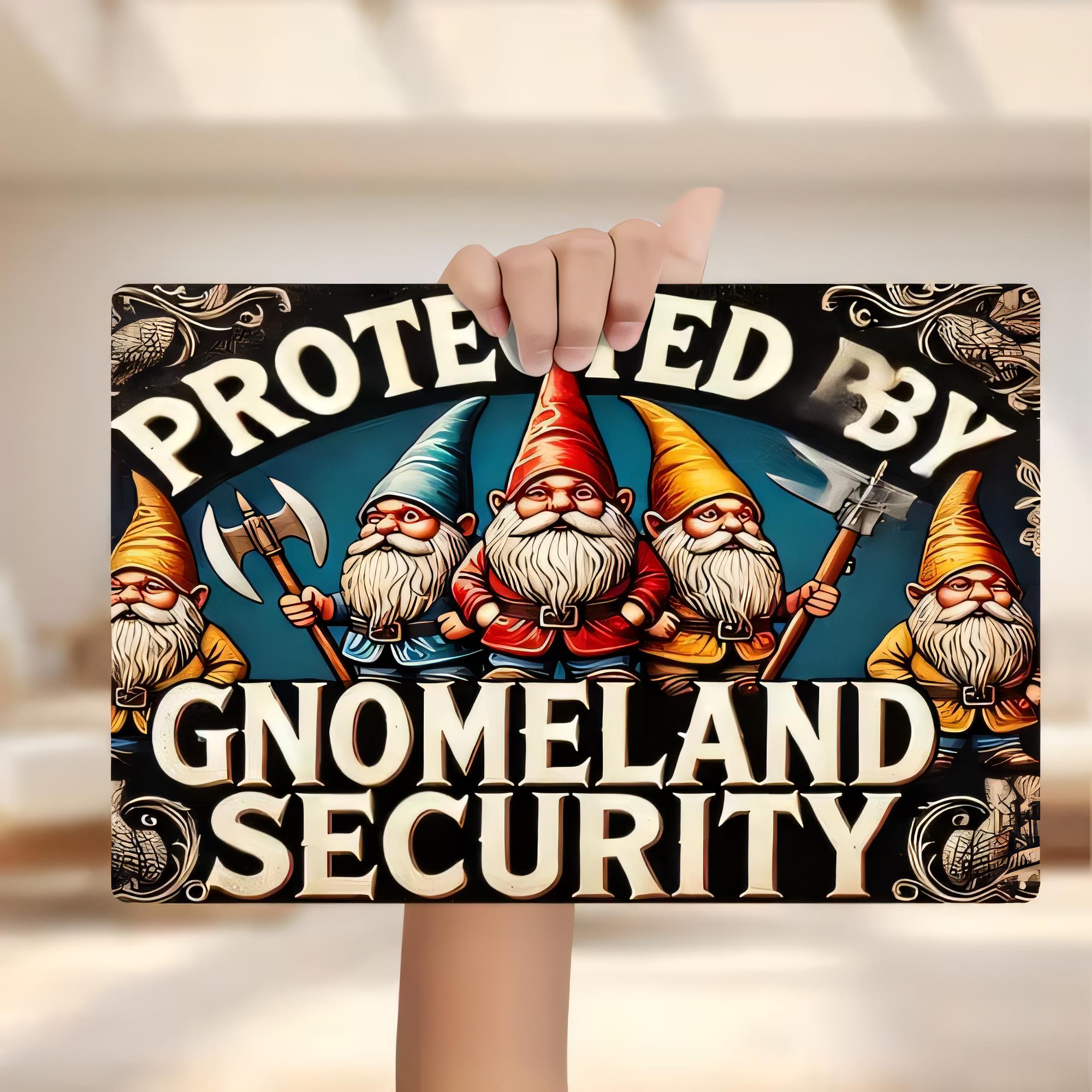 Home Security Land - Plaque en métal, « Protégé par