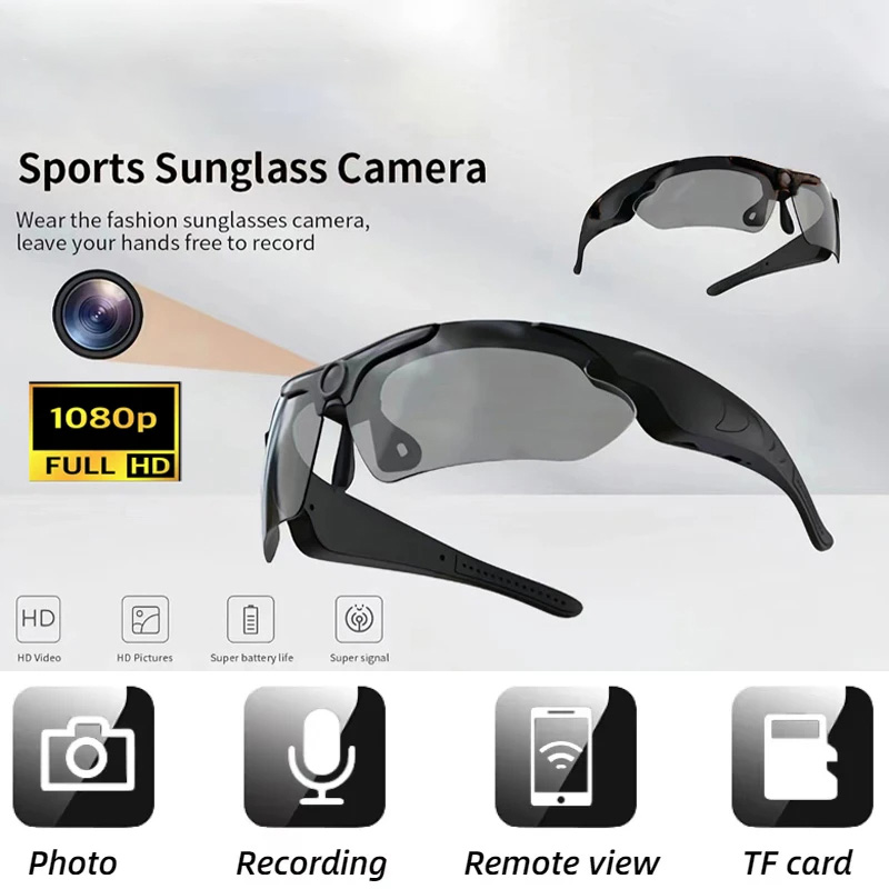Home Security Camera - Lunettes intelligentes avec caméra HD 1080P,