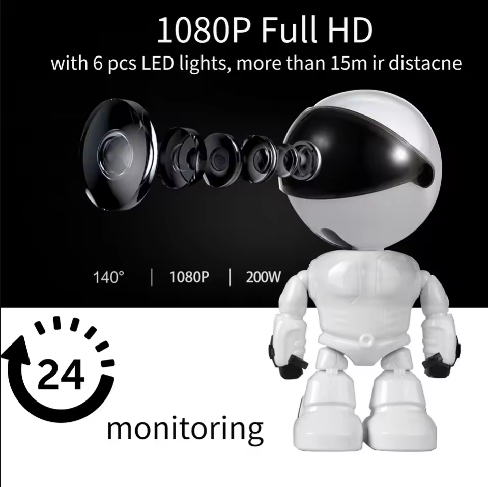 Home Security Robot - Caméra IP WiFi robot intelligente, moniteur