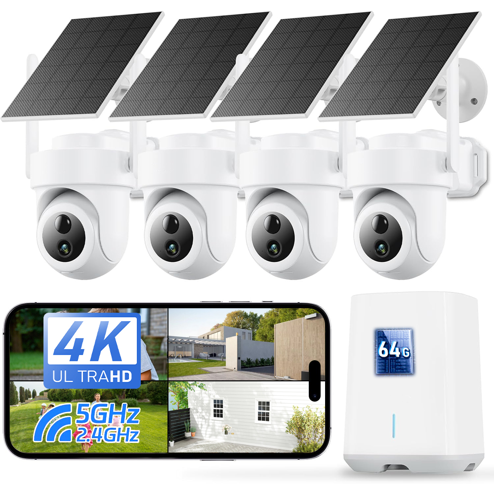 Home Security Ai - Système de caméra solaire 8MP 4K,