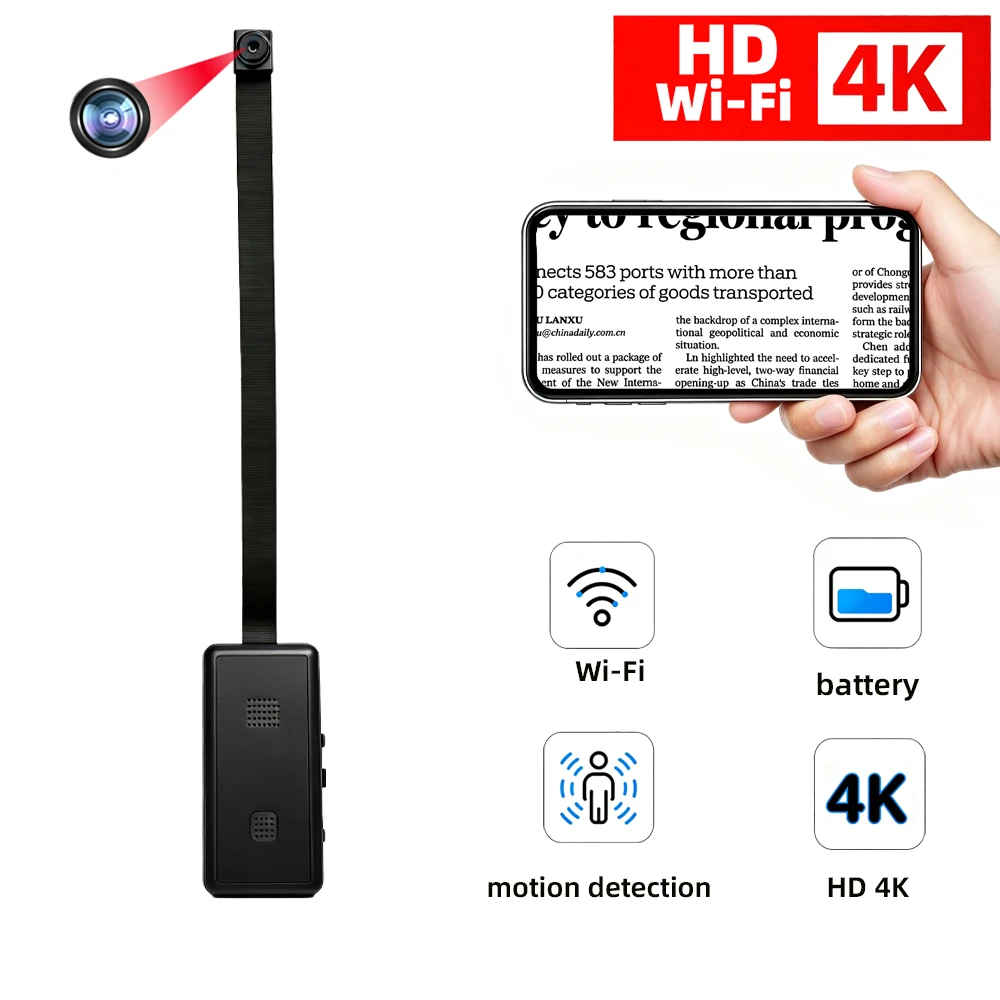 Hidden Camera Clock - Mini caméra Wi-Fi HD4K, prend en