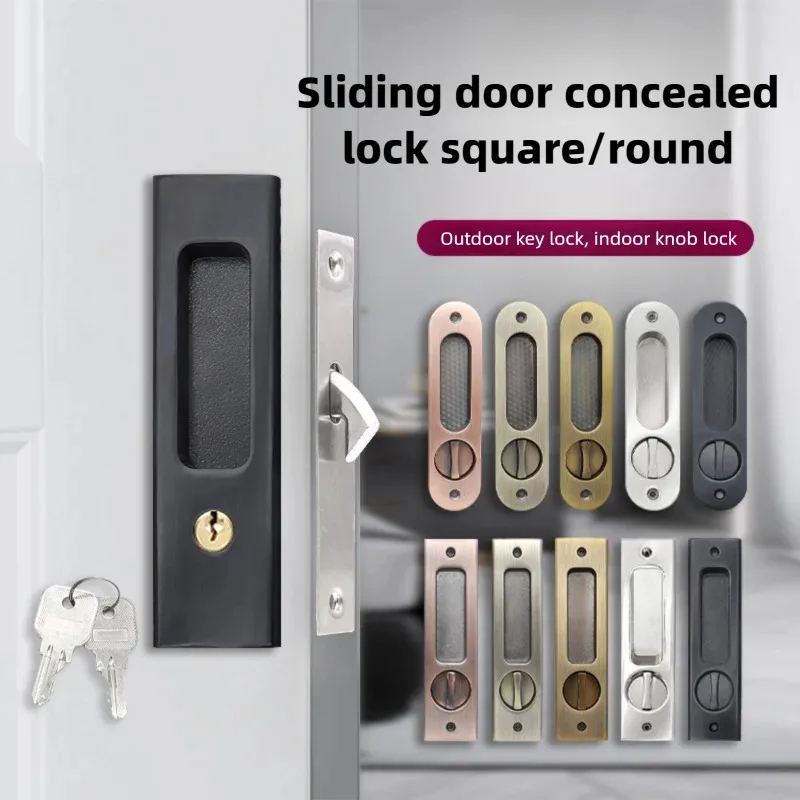 Home Security Door Lock - Serrure de porte coulissante, noire, pour