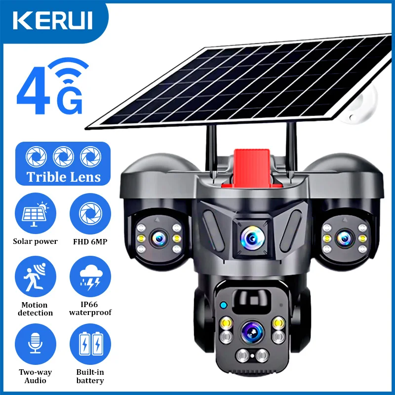 Home Security Battery - KERUI extérieur PTZ 6MP 4G SIM