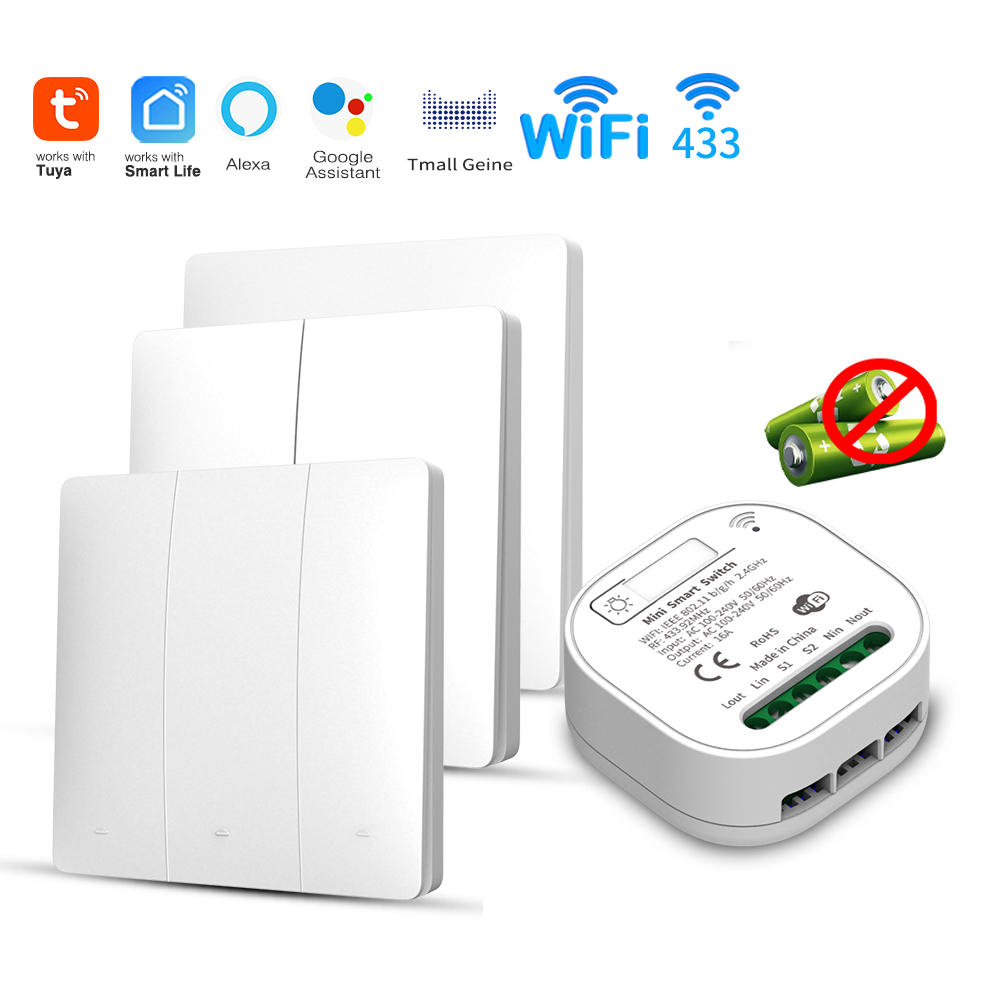 Home Security Battery - Interrupteur d'éclairage intelligent WiFi Tuya auto-alimenté,