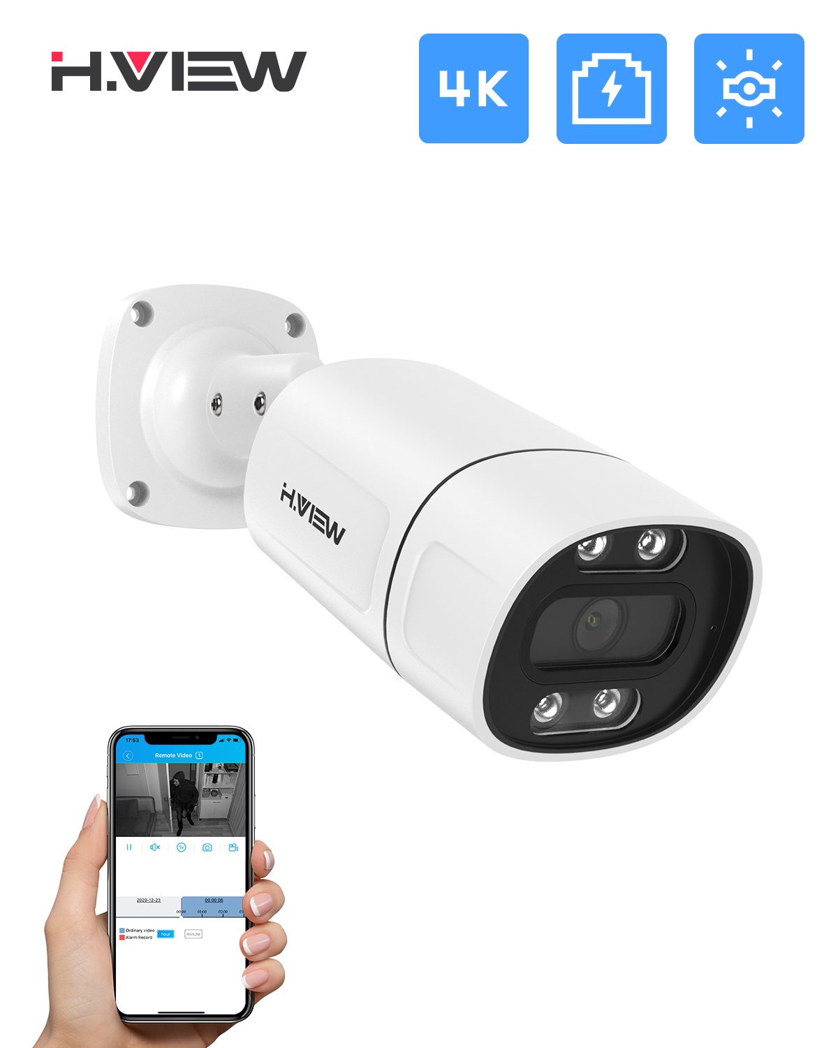 Caméra IP H.View 5Mp 8Mp 4K Po - Home Security Ai avis et prix